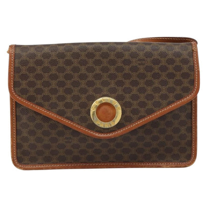 Celine Circle Logo Shoulder Bag Canvas, BROWN, CANVAS, Shoulder bag