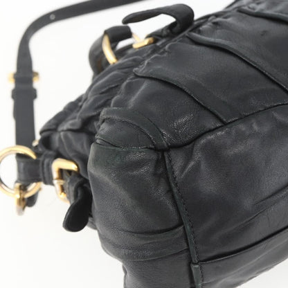 Prada Gaufre Convertible Satchel Nappa Leather, BLACK, LEATHER, Handbag