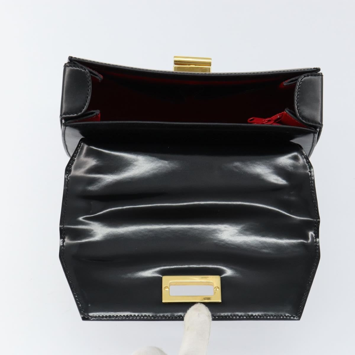Celine Vintage Convertible Turnlock Top Handle Bag Leather, BLACK, LEATHER, Handbag