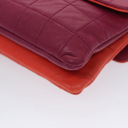 Chanel Vintage Chocolate Bar Double Side Flap Shoulder Bag Quilted Lambskin, PURPLE, LEATHER, Shoulder bag