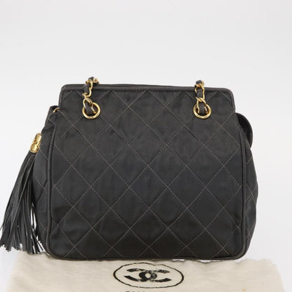 Chanel Vintage Shoulder Bag Satin, GRAY, SATIN, Shoulder bag