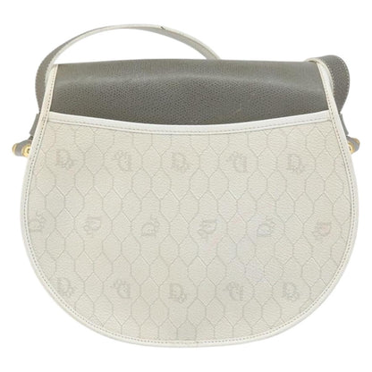 Christian Dior Vintage Honeycomb Flap Crossbody Bag Canvas and Leather, WHITE, CANVAS, Shoulder bag