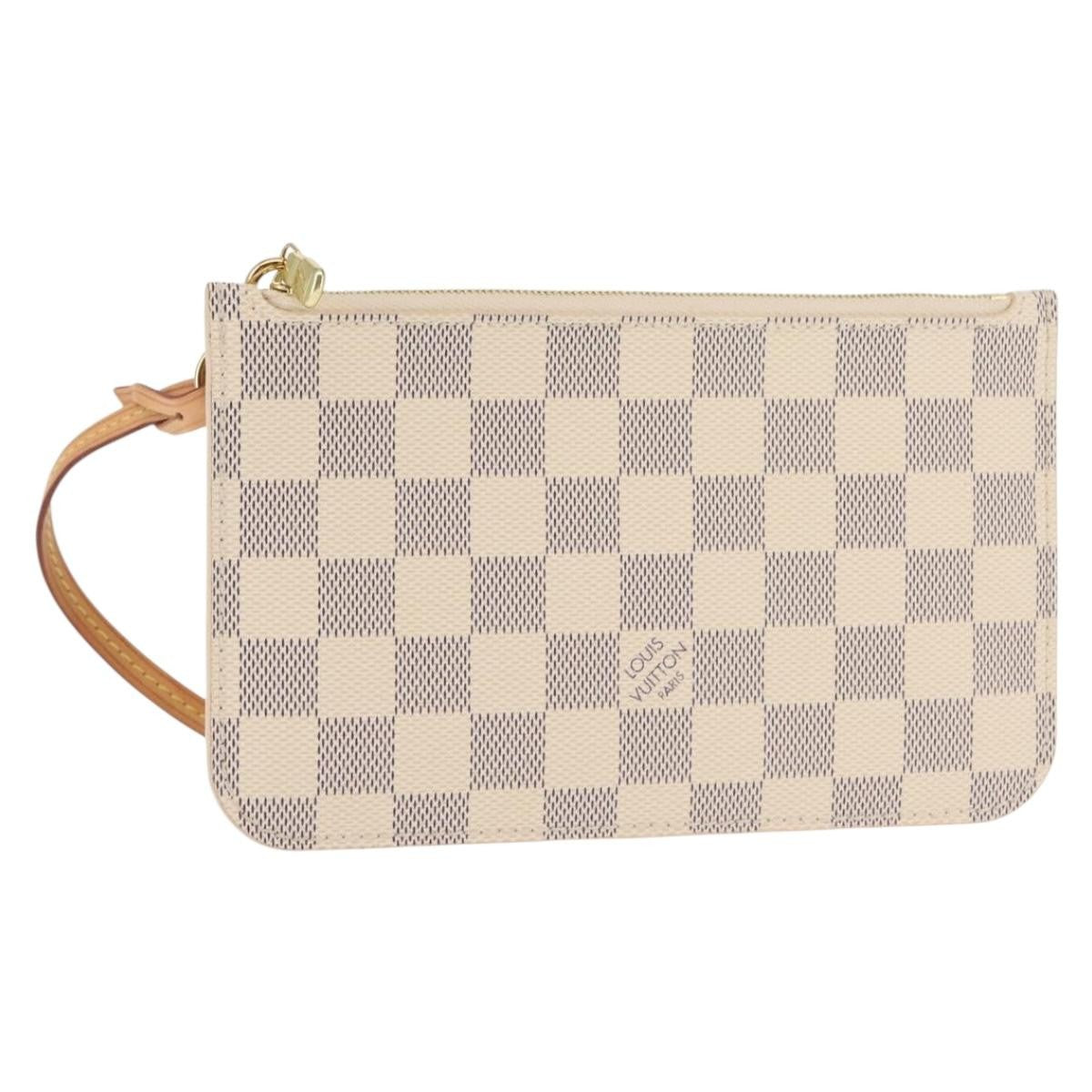 Louis Vuitton Neverfull Pochette Damier, WHITE, CANVAS, Clutche & pouche
