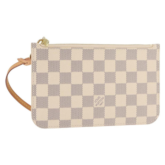 Louis Vuitton Neverfull Pochette Damier, WHITE, CANVAS, Clutche & pouche