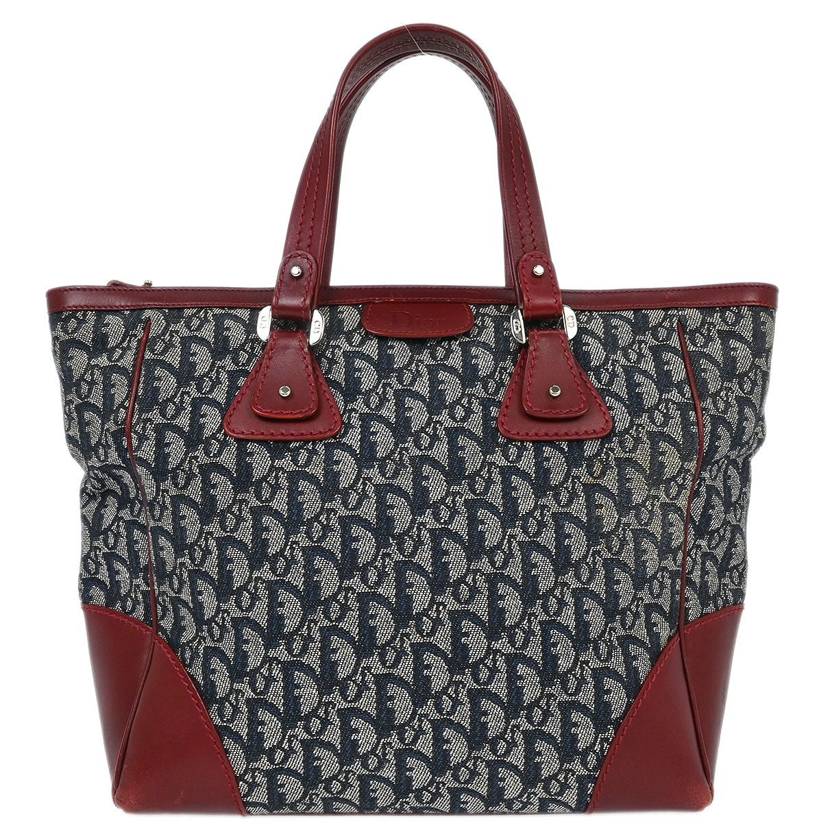 Christian Dior Vintage Trotter Zip Tote Diorissimo Canvas, NAVY, CANVAS, Tote bag