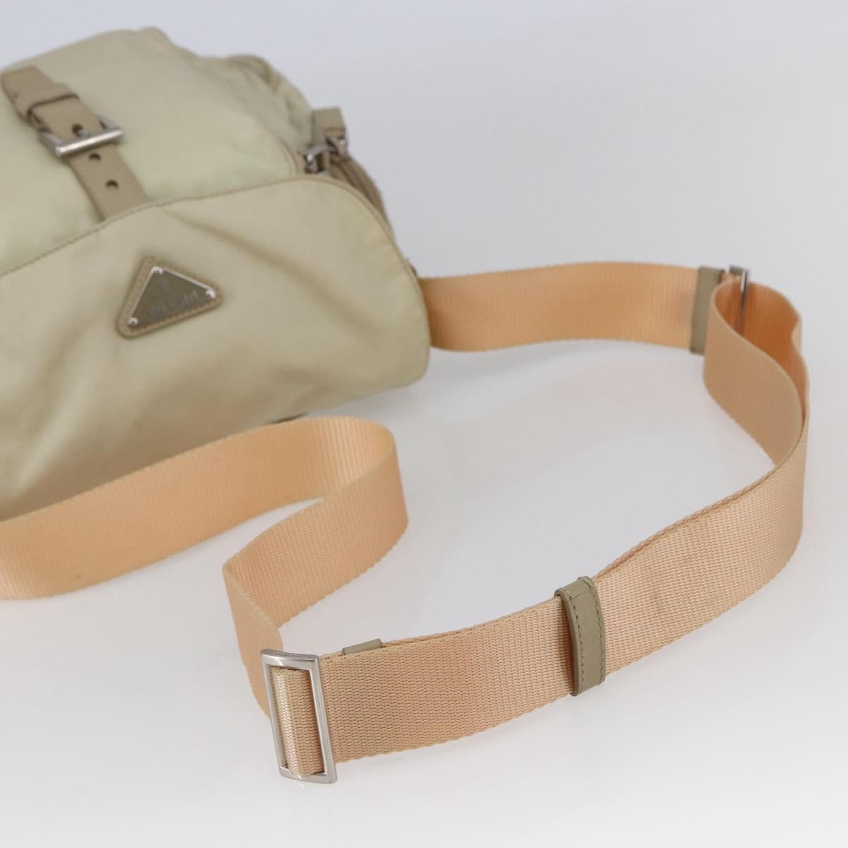 Prada Buckle Messenger Bag Tessuto, Beige, Nylon, Shoulder Bag