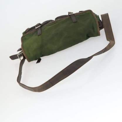 Prada Vintage Shoulder Bag Nylon and Leather, GREEN, NYLON, Shoulder bag