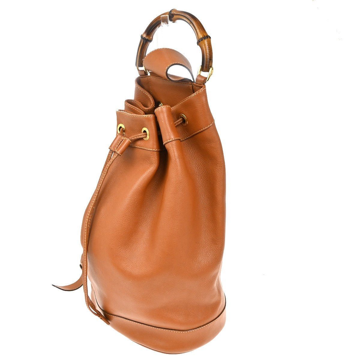 Gucci Vintage Bamboo Sling Backpack Leather, Brown, Leather, Backpack