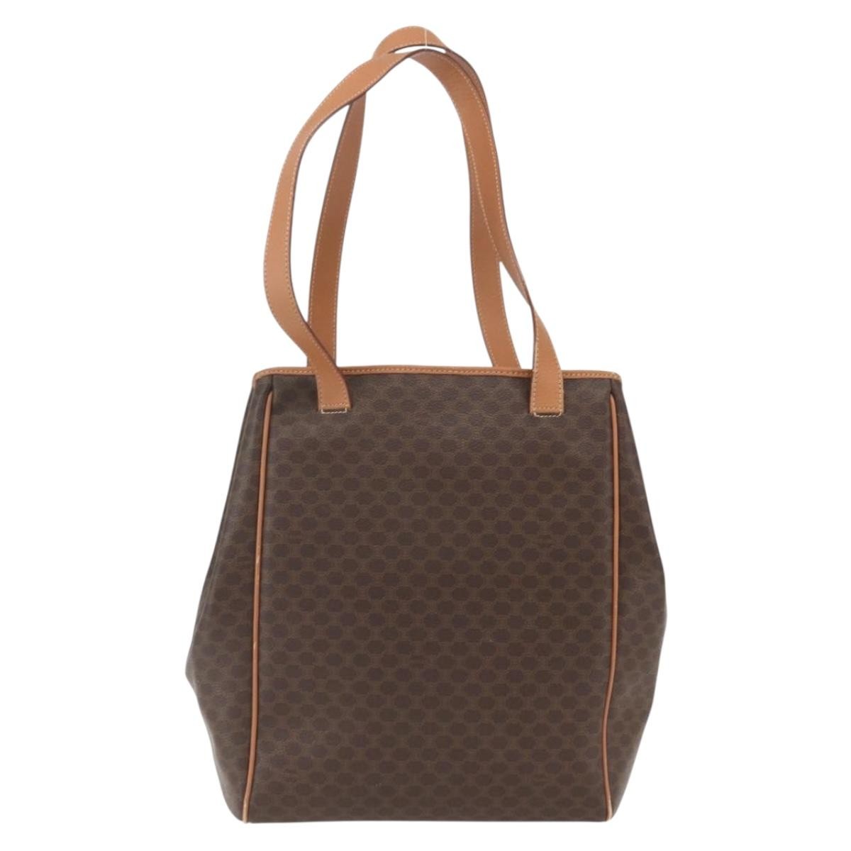 Celine Vintage Macadam Shoulder Bag Canvas and Leather, BROWN, CANVAS, Shoulder bag