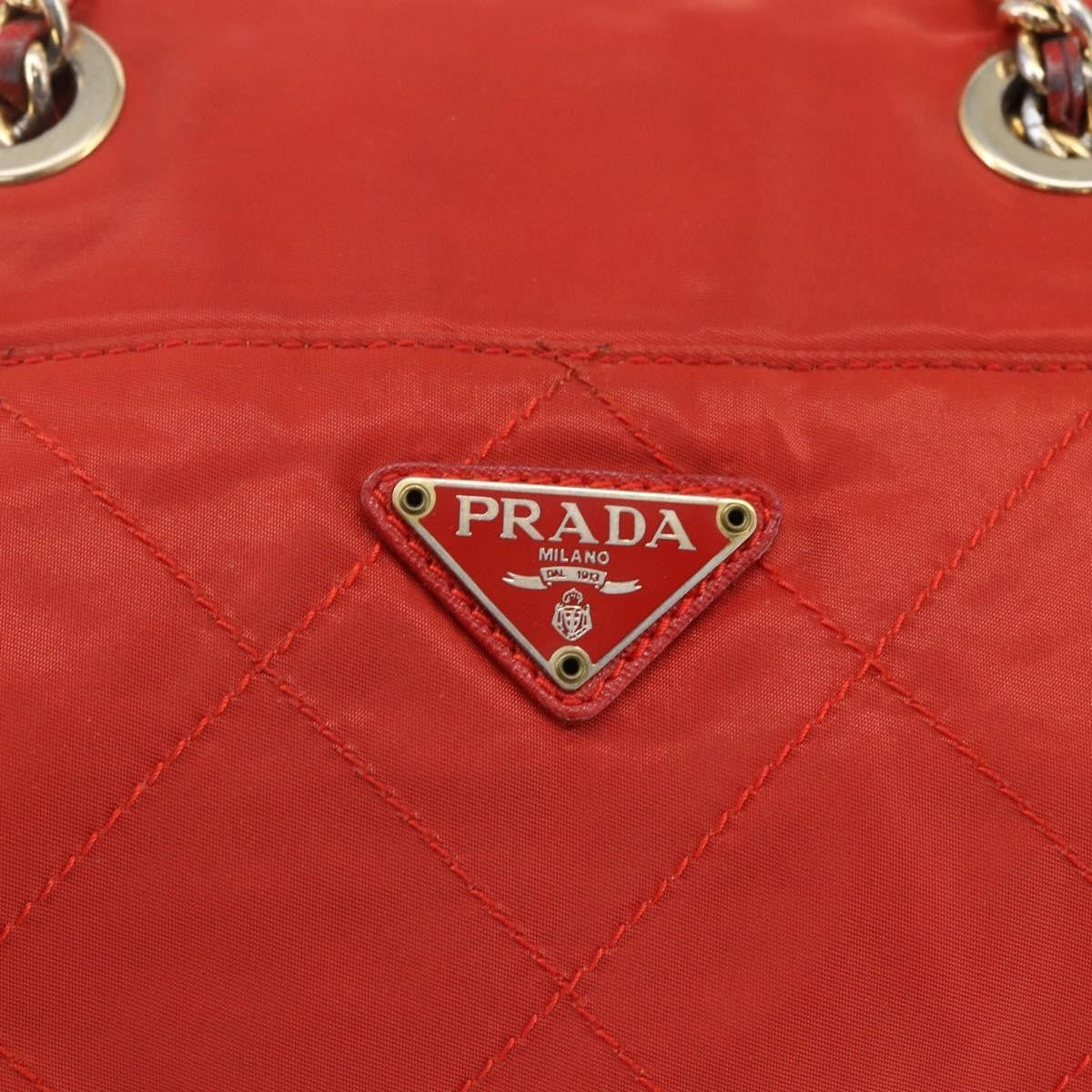 Prada Chain Shoulder Bag Tessuto, ORANGE, NYLON, Shoulder bag