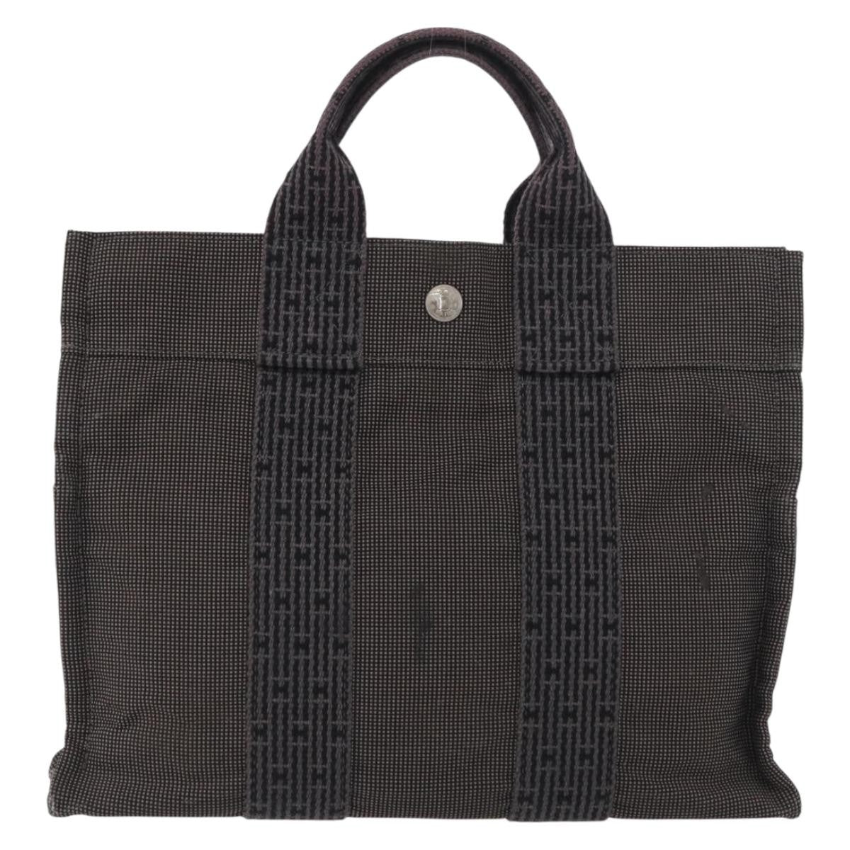 Hermes Fourre-tout Herline Canvas, Gray, Canvas, Tote Bag