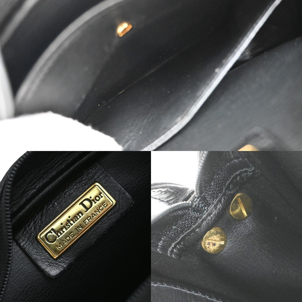 Christian Dior Vintage CD Logo Shoulder Bag Leather, BLACK, LEATHER, Shoulder bag