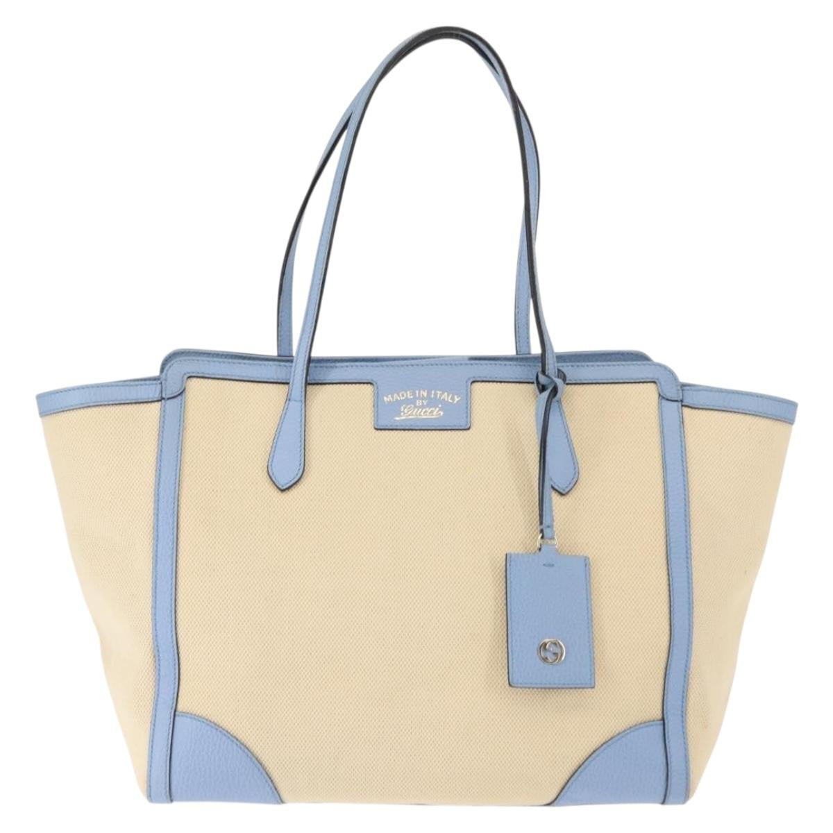 Gucci Swing Tote Canvas and Leather, BEIGE, CANVAS, Tote bag