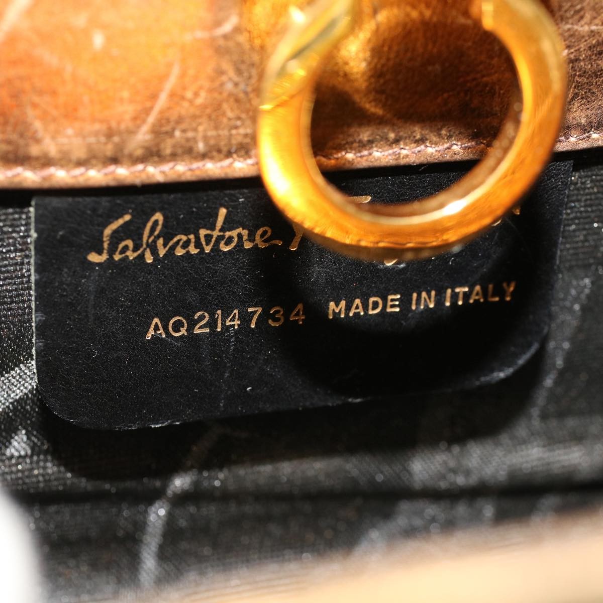 Salvatore Ferragamo Vintage Gancini Chain Shoulder Bag Leather, GOLD, LEATHER, Shoulder bag