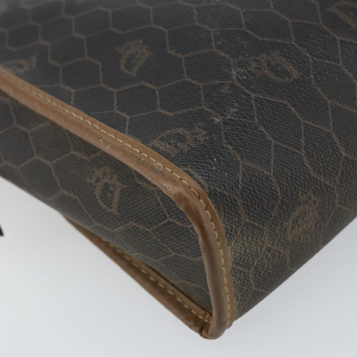 Christian Dior Vintage Honeycomb Zip Pouch Canvas and Leather, BLACK, CANVAS, Clutche & pouche
