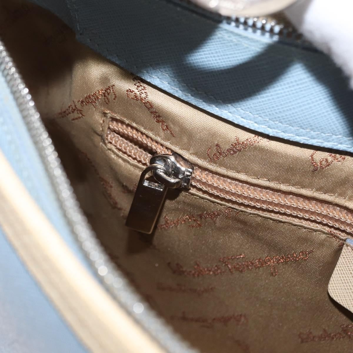Salvatore Ferragamo Gancini Shoulder Bag Leather, BLUE, LEATHER, Shoulder bag