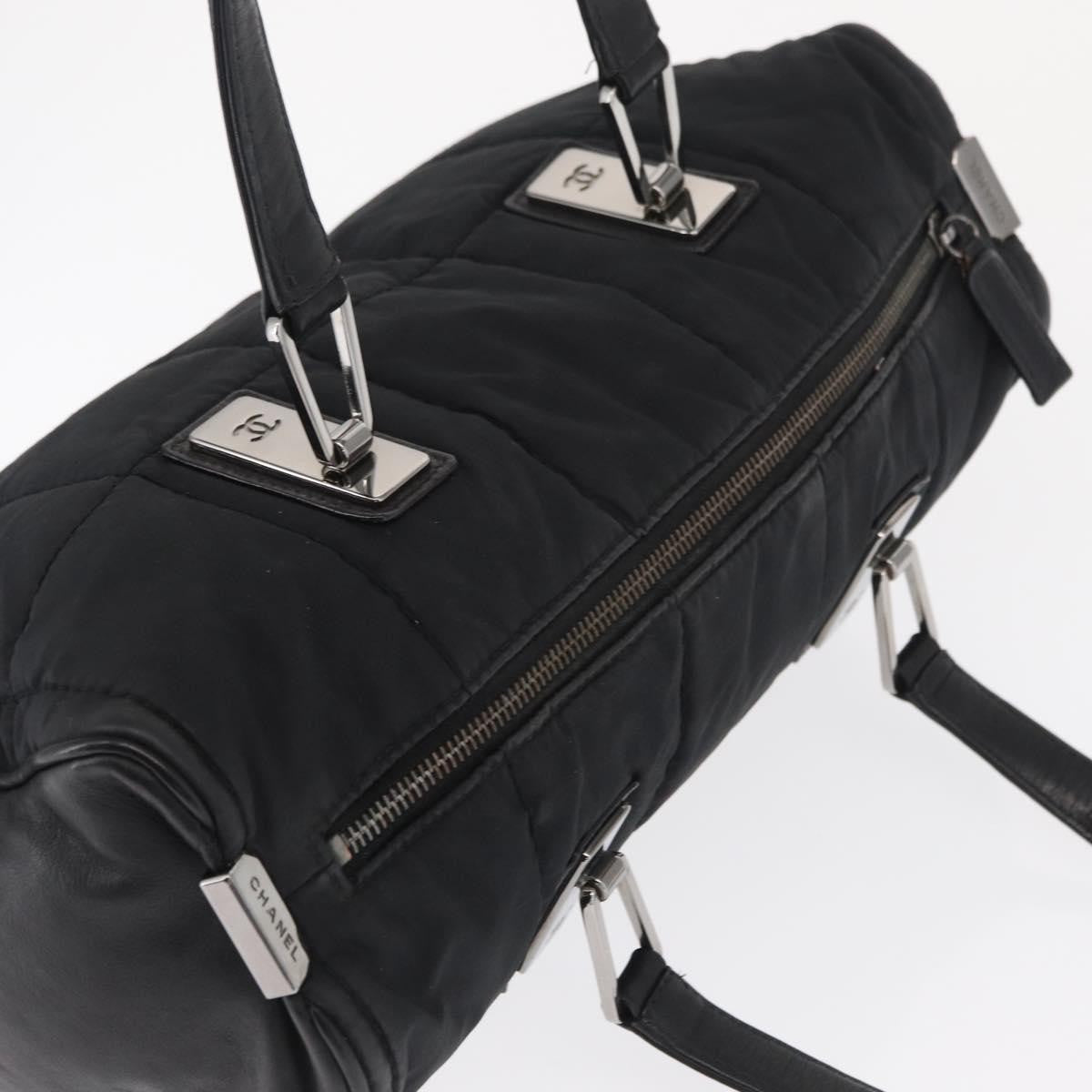 Chanel Square Stitch Boston Bag Quilted Nylon, BLACK, NYLON, Travel bag
