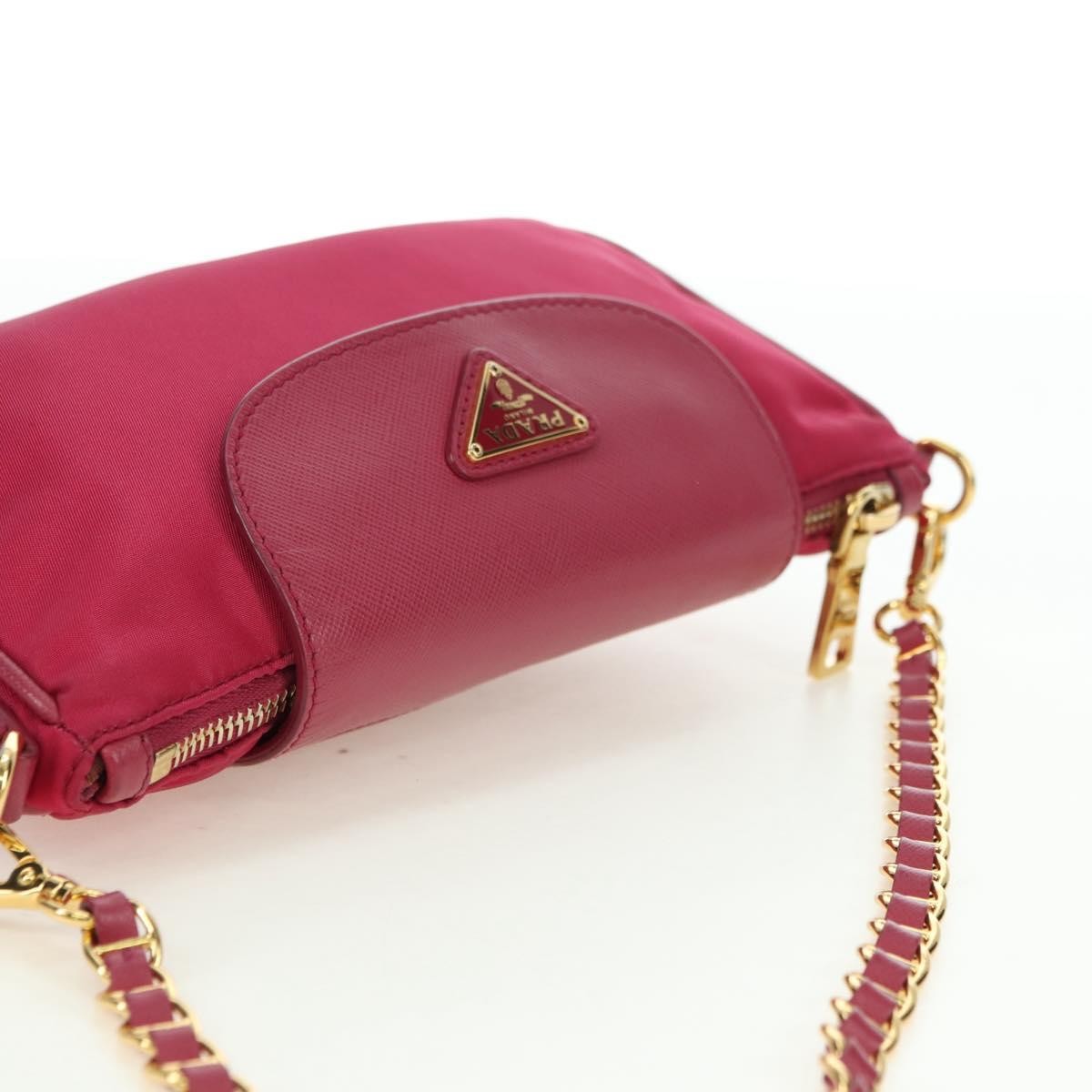 Prada Chain Crossbody Bag Tessuto and Saffiano Leather, Pink, Nylon, Shoulder Bag