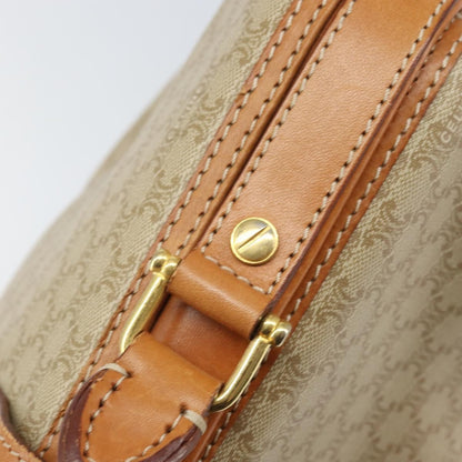 Celine Vintage Macadam Handbag Canvas and Leather, BEIGE, CANVAS, Handbag