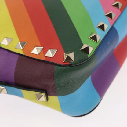 Valentino Garavani Rockstud 1973 Camera Crossbody Bag Striped Leather, GOLD, LEATHER, Shoulder bag