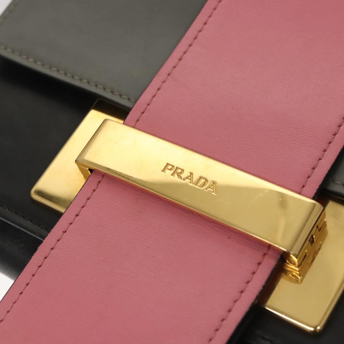 Prada Metal Ribbon Shoulder Bag City Calfskin, GRAY, LEATHER, Shoulder bag