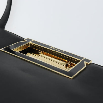 Salvatore Ferragamo Gancini Shoulder Bag Leather, BLACK, LEATHER, Shoulder bag