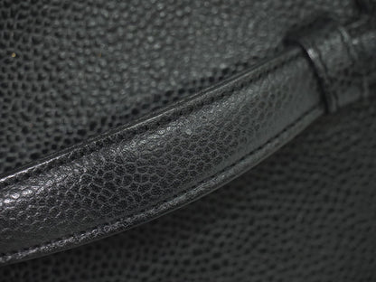 Chanel Vintage Timeless Cosmetic Case Caviar, BLACK, LEATHER, Toiletry Case