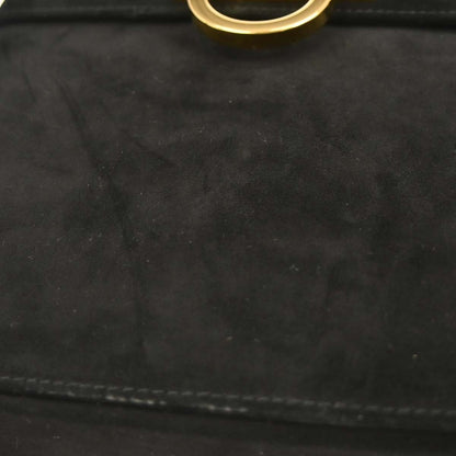 Salvatore Ferragamo Gancini Convertible Top Handle Bag Suede, BLACK, SUEDE, Handbag