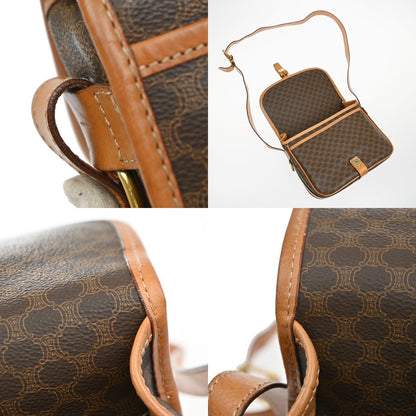 Celine Vintage Macadam Shoulder Bag Canvas and Leather, Brown, PVC, Shoulder Bag