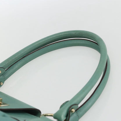 Salvatore Ferragamo Gancini handbag Leather, GREEN, LEATHER, Handbag