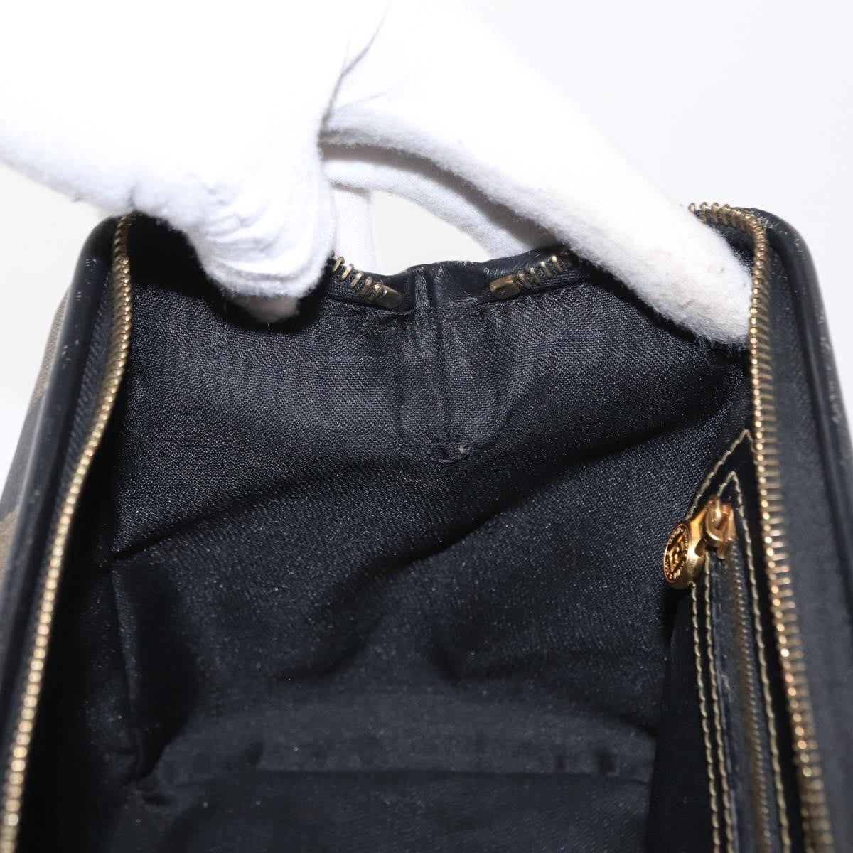 Fendi Vintage Pequin Convertible Boston Bag Coated Canvas, BROWN, CANVAS, Travel bag