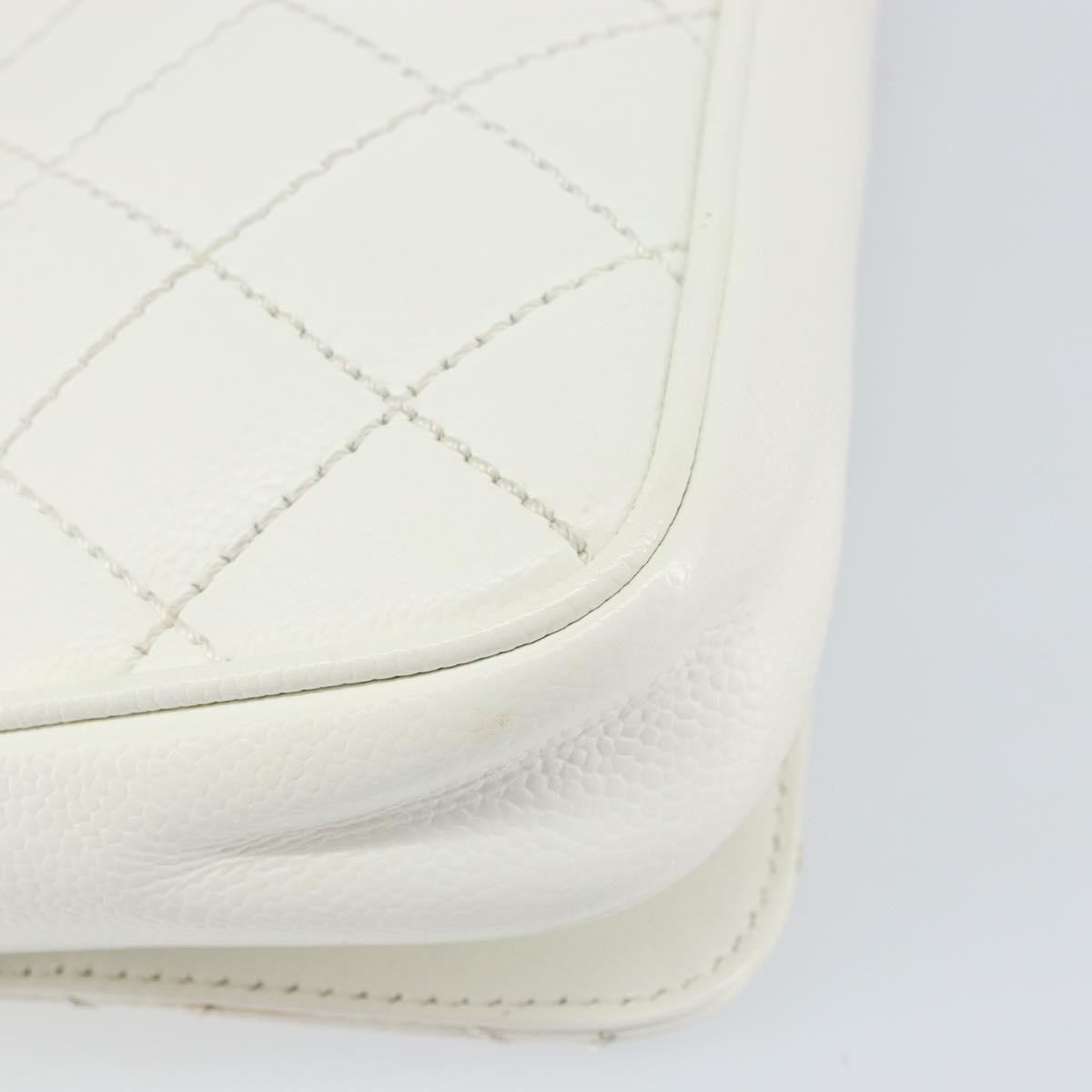 Chanel Vintage Timeless CC Adjustable Shoulder Bag Quilted Calfskin, White, Leather, Shoulder Bag
