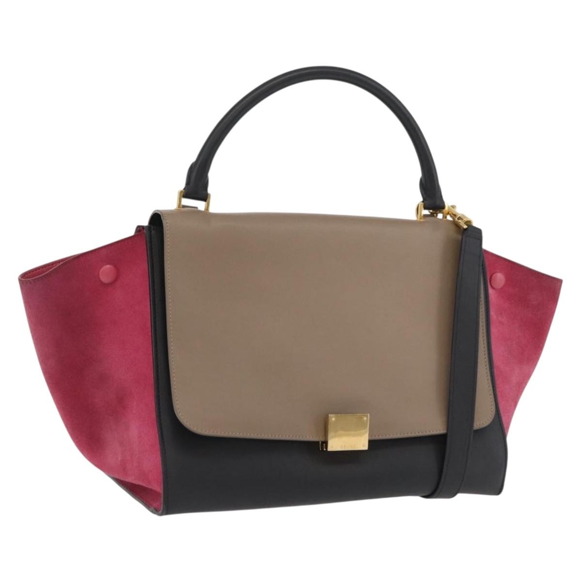 Celine Trapeze Bag Leather with Suede, Multicolour, Leather, Handbag