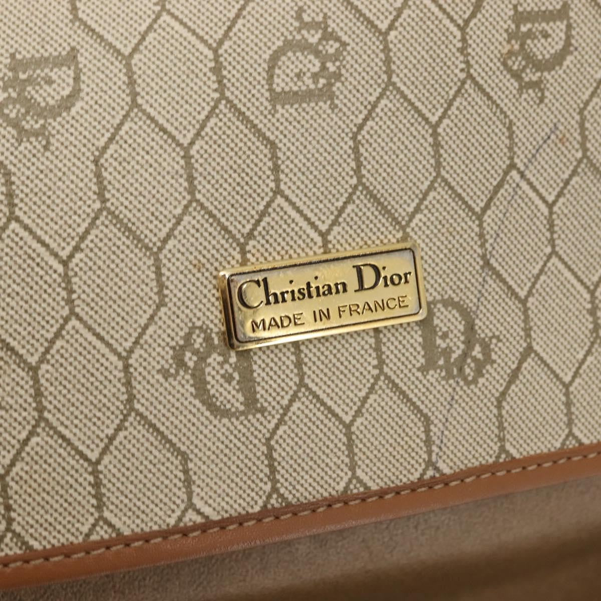 Christian Dior Vintage Honeycomb Flap Crossbody Bag Coated Canvas, BEIGE, CANVAS, Crossbody bag