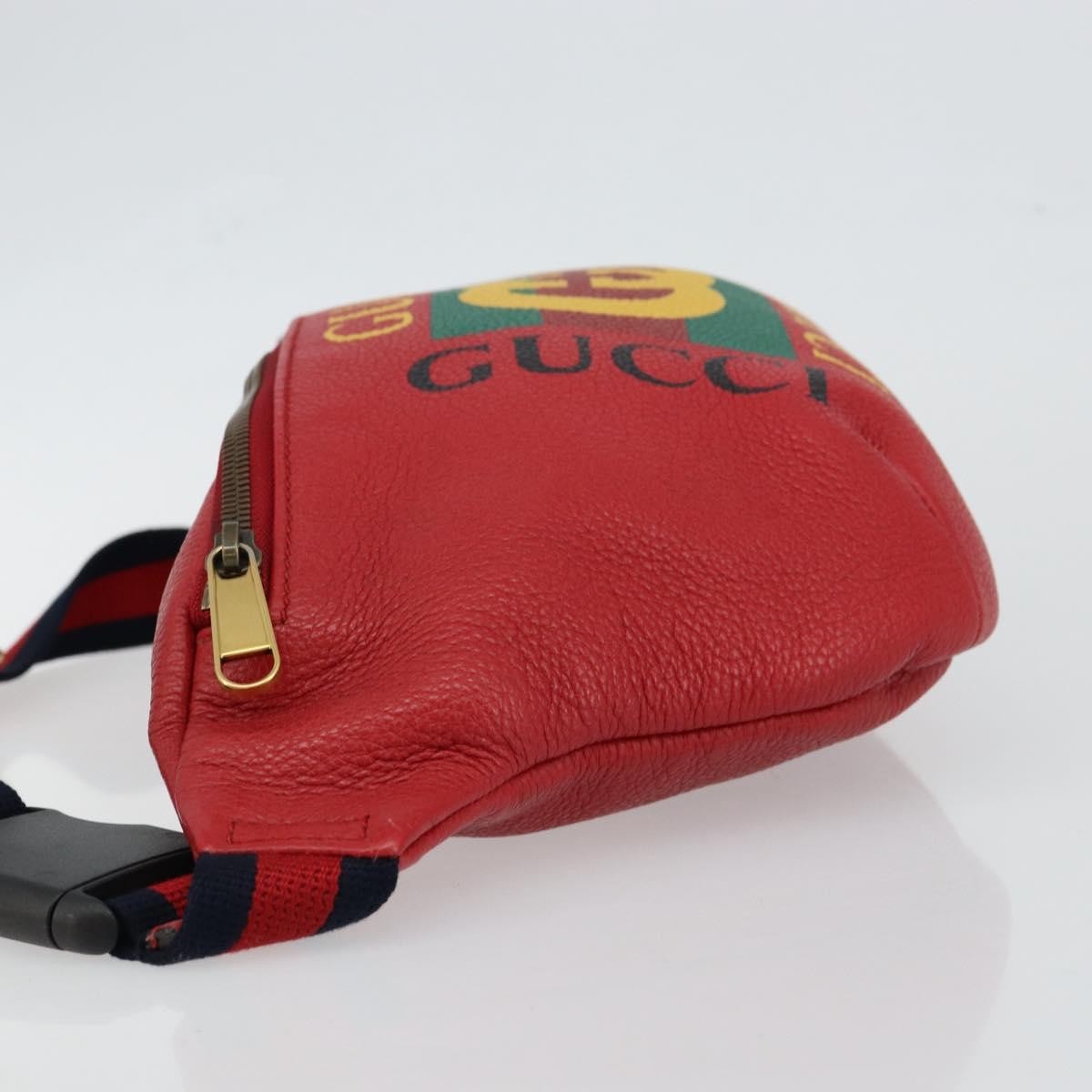 Gucci Logo Belt Bag Printed Leather, RED, LEATHER, Shoulder bag