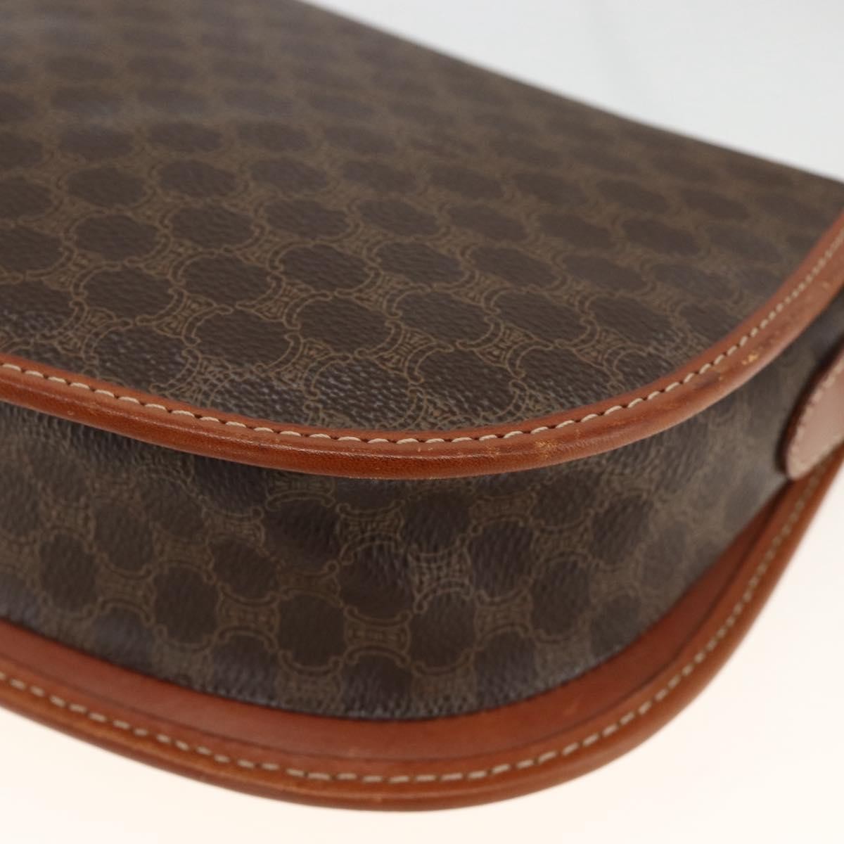 Celine Vintage Macadam Shoulder Bag Canvas and Leather, Brown, Canvas, Shoulder Bag