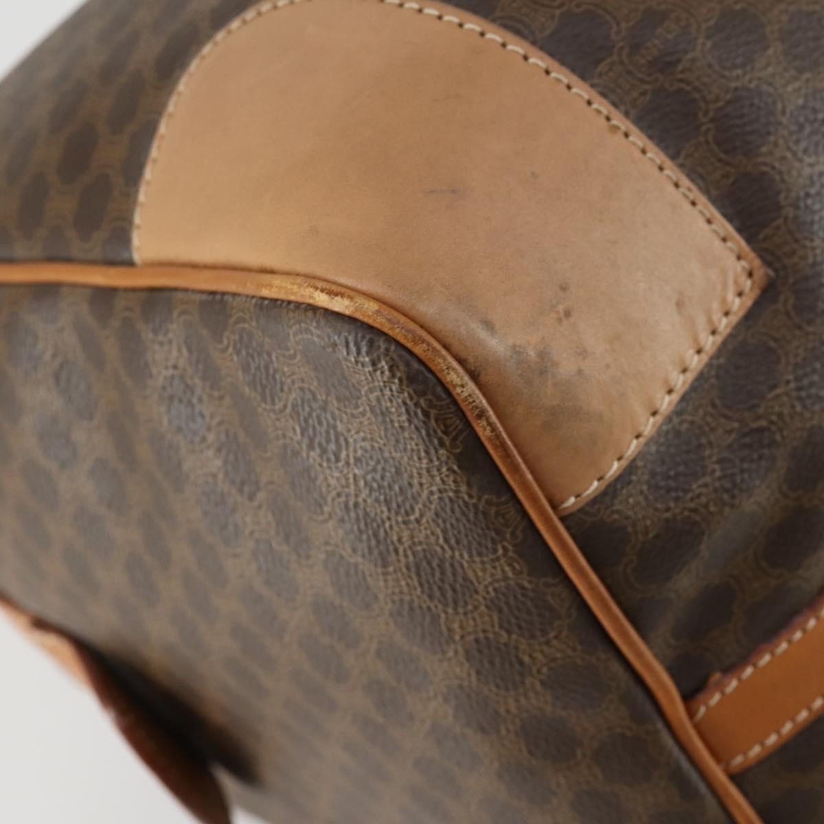 Celine Vintage Macadam Boston bag Canvas and Leather, BROWN, CANVAS, Travel bag