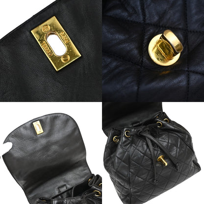 Chanel Vintage CC Flap Backpack Quilted Lambskin, BROWN, LEATHER, Backpack