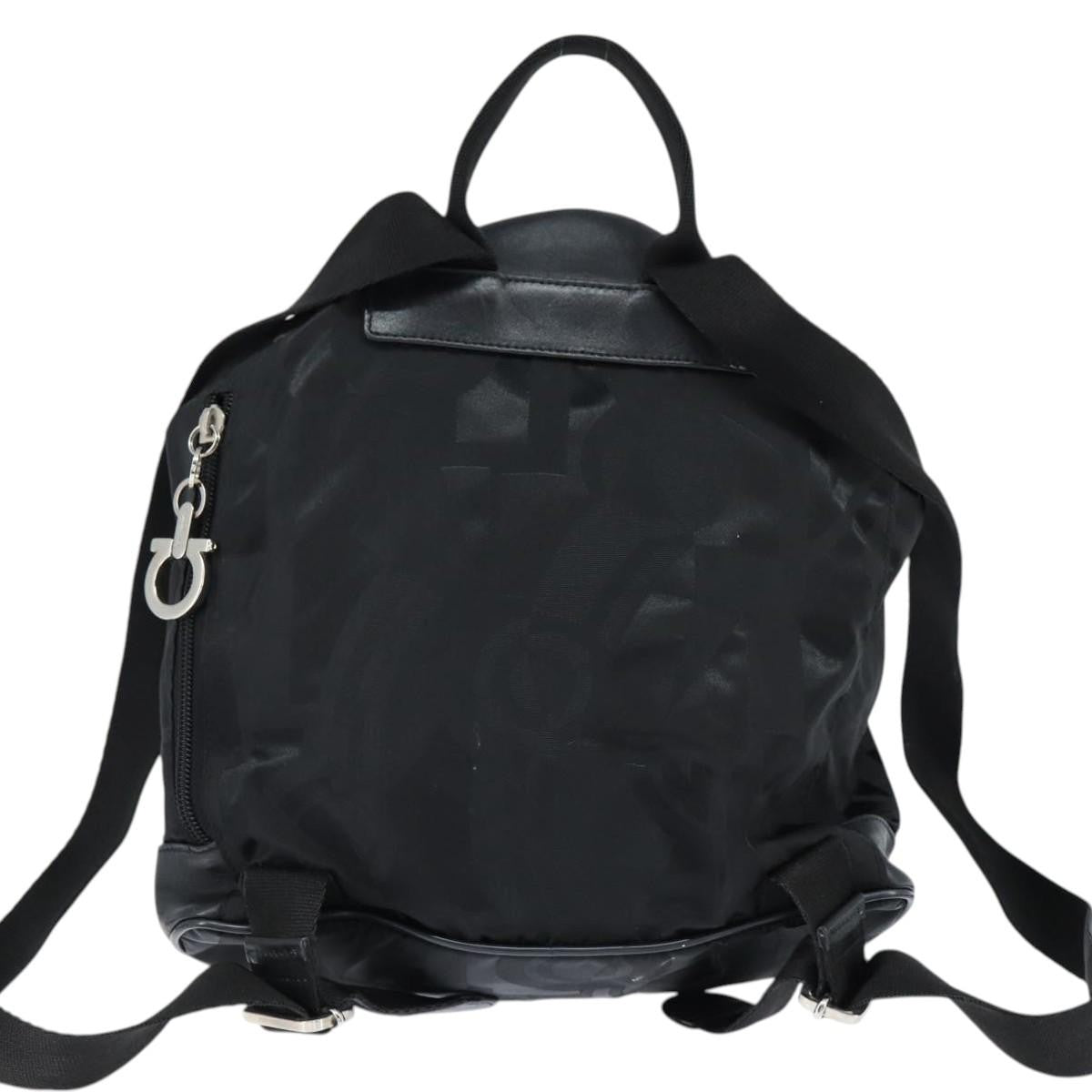 Salvatore Ferragamo Flap Buckle Backpack Printed Neoprene, Black, Nylon, Backpack