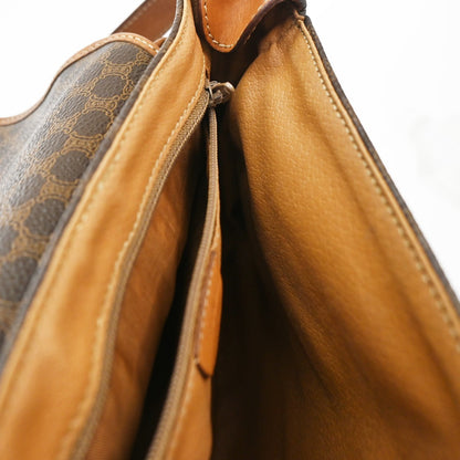 Celine Vintage Macadam Shoulder Bag Canvas and Leather, BROWN, CANVAS, Shoulder bag