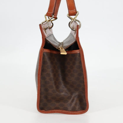 Celine Vintage Macadam Shoulder Bag Leather, BROWN, LEATHER, Shoulder bag