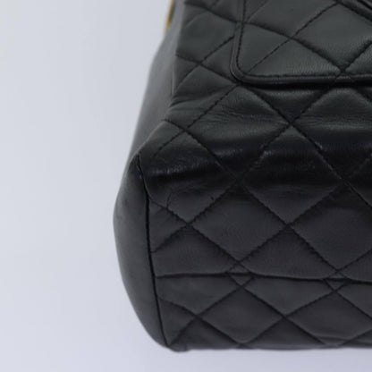 Chanel Coco Mark Black cakfskin, BLACK, LEATHER, Handbag