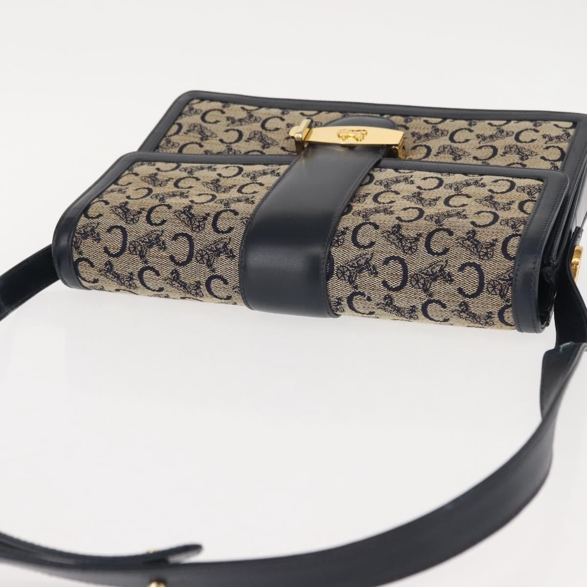 Celine C Sulky Shoulder bag Canvas and Leather, NAVY, CANVAS, Shoulder bag