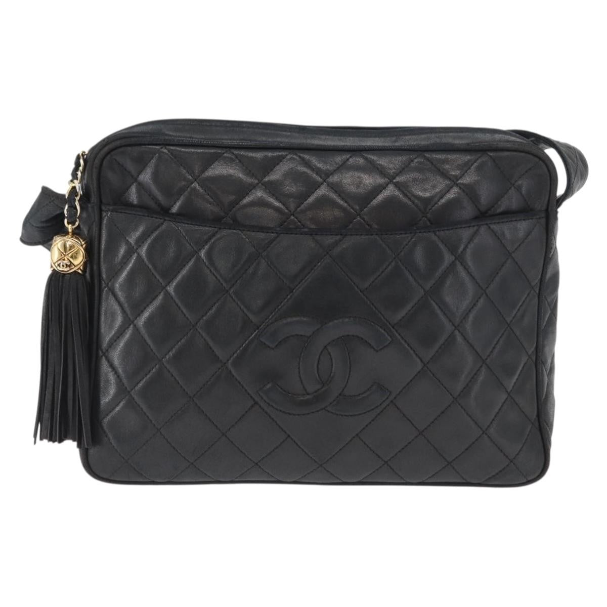 Chanel Vintage Front Pocket Camera Bag Leather, Black, Leather, Shoulder Bag