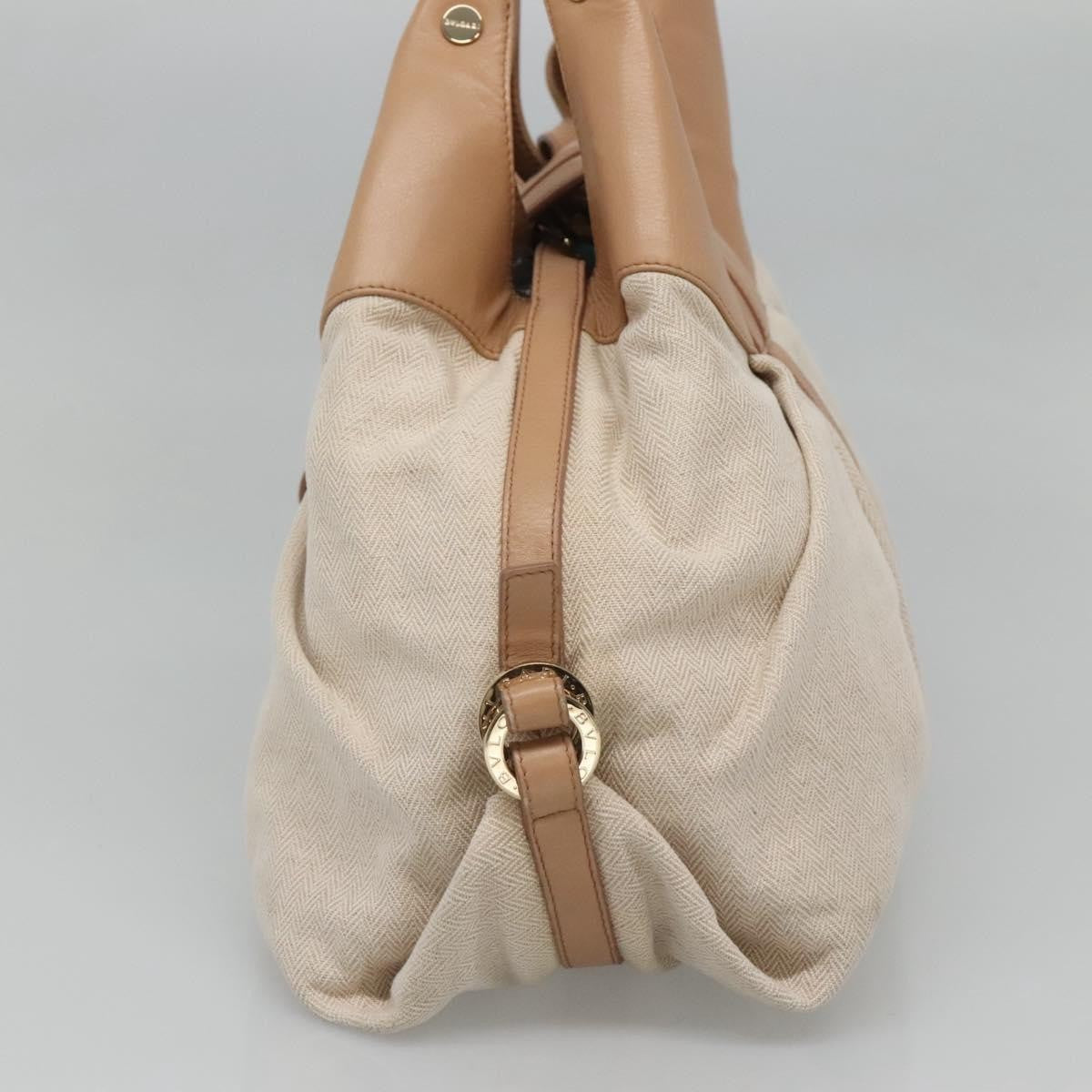 Bvlgari Chandra Hobo Canvas and Leather, Beige, Canvas, Tote Bag
