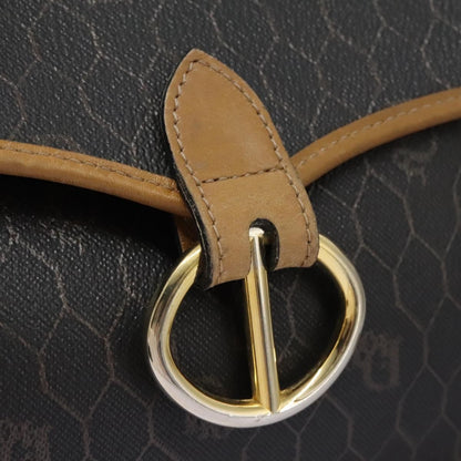 Christian Dior Vintage Honeycomb Flap Crossbody Bag Canvas and Leather, BLACK, CANVAS, Crossbody bag