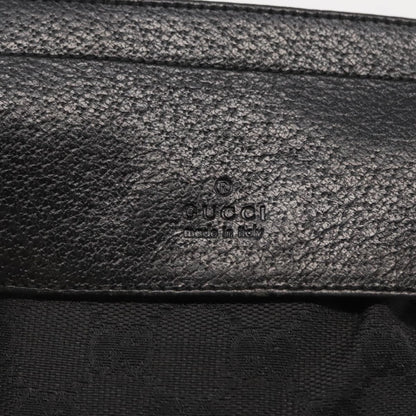 Gucci Vintage Double Belt Bag GG Canvas with Leather, BLACK, CANVAS, Clutche & pouche