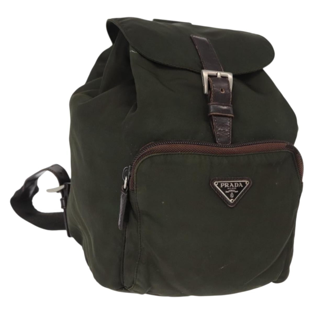 Prada Front Pocket Backpack Tessuto, Khaki, Nylon, Backpack