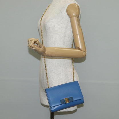Salvatore Ferragamo Ginny Crossbody Bag Leather, BLUE, LEATHER, Shoulder bag
