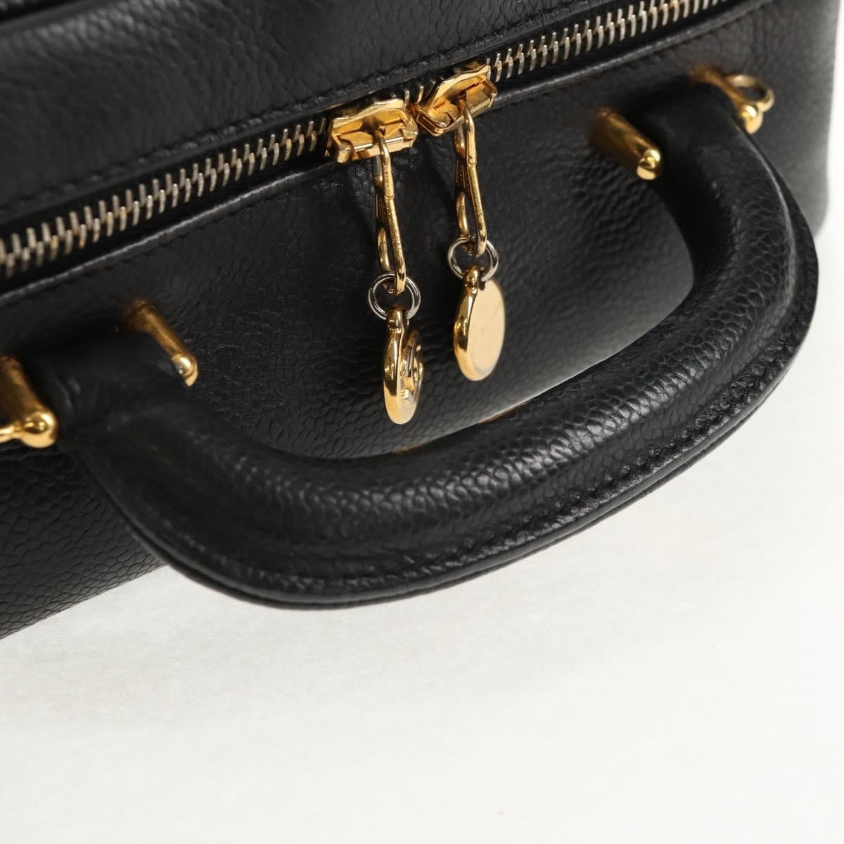 Chanel Vintage Timeless Zip Around Vanity Case Caviar, Black, Leather, Clutch